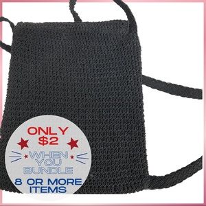 Black woven crossbody purse